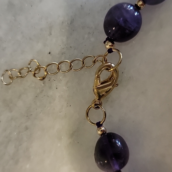 Purple & gold  earrings & bracelet set - Picture 3 of 8